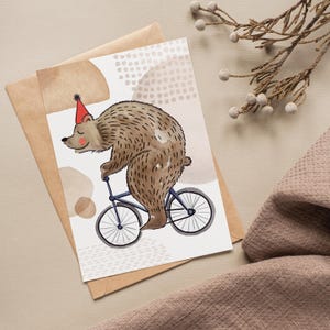 Grußkarte Bär Postkarte A6 Aquarell Tiere Geburtstagskarte Einladungskarte