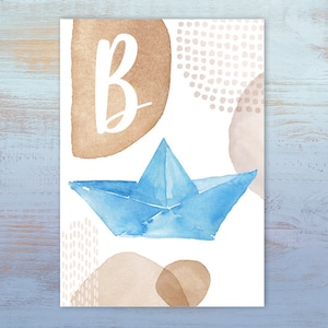 ABC-Karte "B wie Boot" | Buchstabenkarte | Postkarte A6 | Alphabet-Karte | Schulanfang | Namenskarte