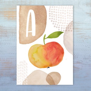 ABC-Karte "A wie Apfel" | Buchstabenkarte | Postkarte A6 | Alphabet-Karte | Schulanfang | Namenskarte