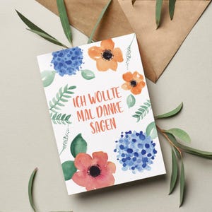 Grußkarte "Ich wollte mal danke sagen" Postkarte A6 Aquarell Dankeskarte