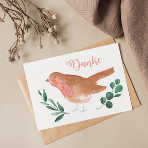 Grußkarte Danke Postkarte A6 Vogel Tiere