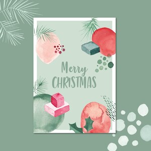 Grußkarte MERRY CHRISTMAS Weihnachtskarte Postkarte A6 Aquarell