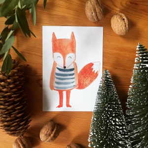 Grußkarte Fuchs Postkarte A6 Aquarell Tiere