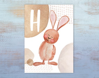 ABC-Karte "H wie Hase" | Buchstabenkarte | Postkarte A6 | Alphabet-Karte | Schulanfang | Namenskarte