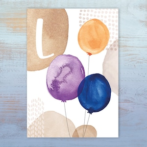 ABC-Karte "L wie Luftballon" | Buchstabenkarte | Postkarte A6 | Alphabet-Karte | Schulanfang | Namenskarte