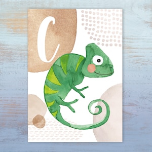 ABC-Karte "C wie Chamäleon" | Buchstabenkarte | Postkarte A6 | Alphabet-Karte | Schulanfang | Namenskarte