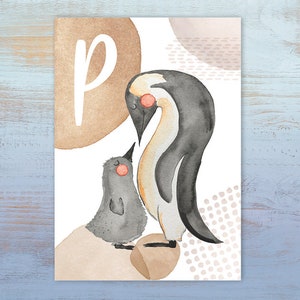 ABC-Karte "P wie Pinguin" | Buchstabenkarte | Postkarte A6 | Alphabet-Karte | Schulanfang | Namenskarte