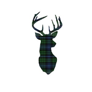 Tartan cerf tête SVG, fichier de coupe, Black Watch Tartan, image imprimable pour l’artisanat / scrapbooking, décorations, cadeaux de Noël