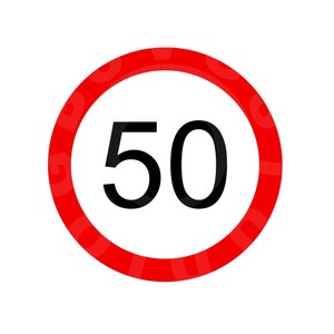 50-jarig jubileum / verjaardag snelheidslimiet teken Design afdrukbare gesneden SVG-bestand
