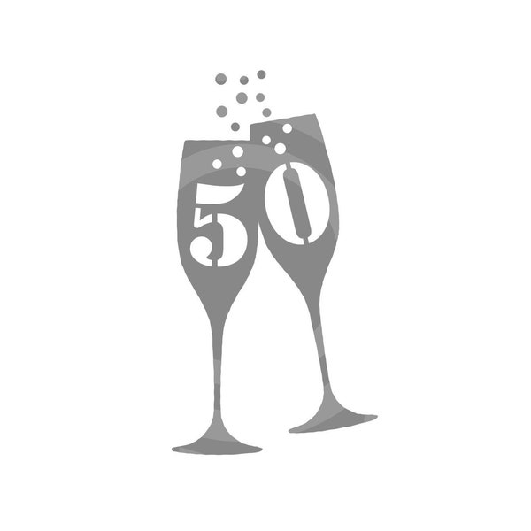 50th Birthday / Anniversary Champagne Flutes SVG Bubbly Prosecco Glasses Printable Cut File