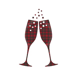 Tartan Champagne Flautas SVG. Bubbly Prosecco Gafas imprimibles Cut File, Royal Stewart Tartan