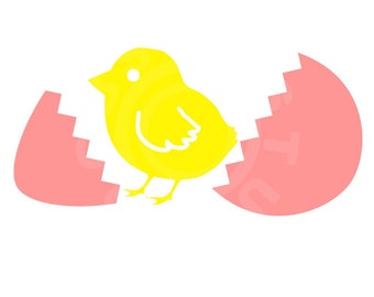 Easter Chick SVG: Split Egg Cut File (Digital Download)