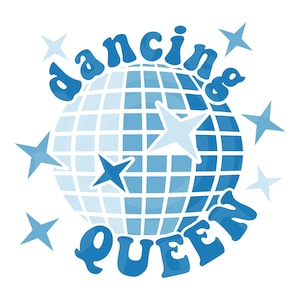 Dancing Queen Disco Ball blau Glitzer Ball geschnitten Datei, Disco Ball SVG druckbar für Shirt Dekor Tanzparty Partys Geburtstage Junggesellinnenabschied