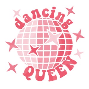 Dancing Queen Disco Ball Glitter Ball Cut File, Disco Ball SVG Afdrukbaar voor shirt decor dansfeesten verjaardagen vrijgezellenavonden