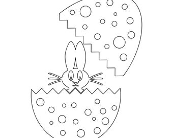 Easter egg and bunny Coloring Page, Easter bunny Colouring In Page,Easter Egg Svg, Printable, Silhouette Cut Files, Cricut Files, Svg Files