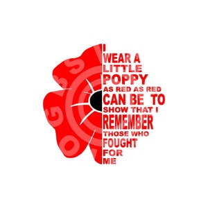 Poema PoppySVG para o Dia da Memória do Dia do Armistício Word Art Arquivo de corte para impressão Download instantâneo