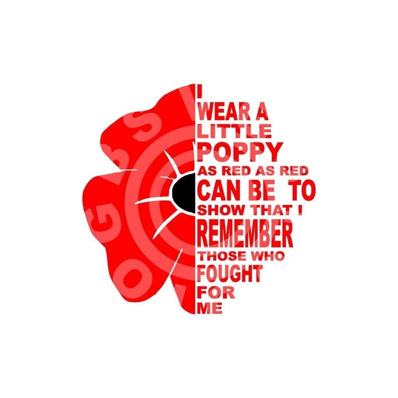 PoppySVG Poem for Remembrance Day Armistice Day Word Art image 1