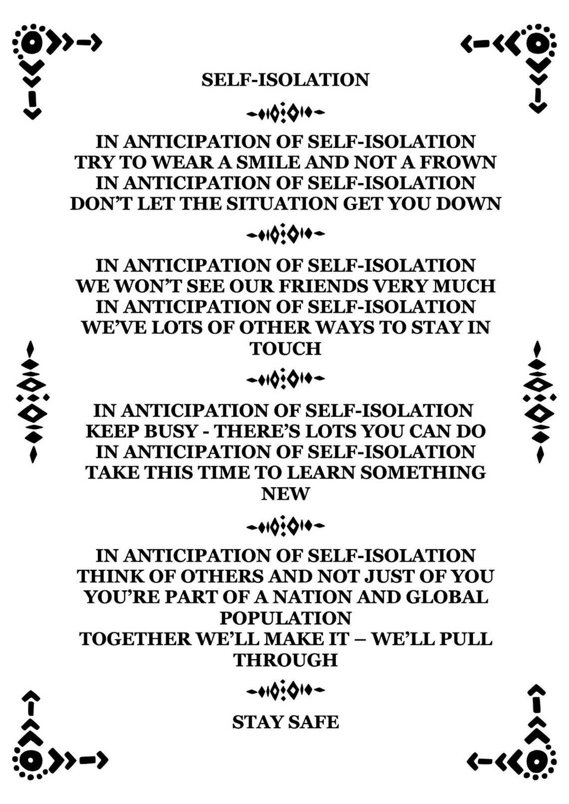 Isolation Poem Poem for the Global Population Printable Etsy