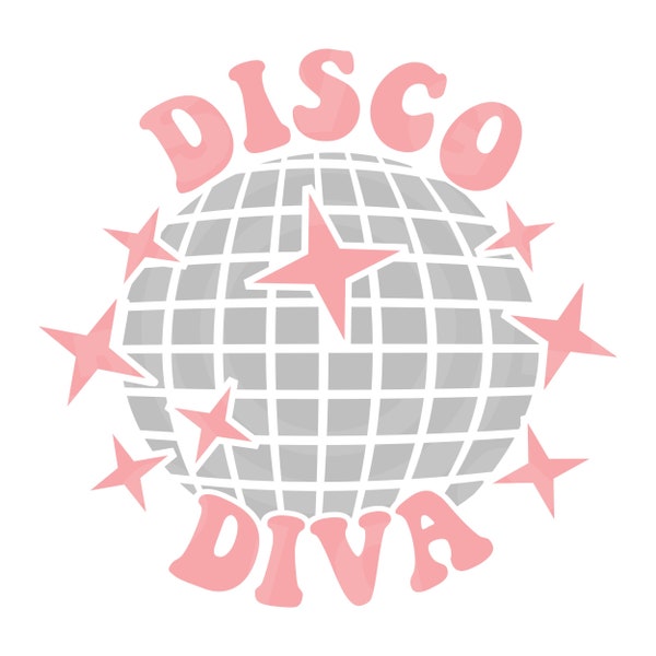 Disco Diva Disco Ball Glitter Ball Cut File, Dancing Queen SVG Printable for shirt decor dance party parties birthdays hen nights