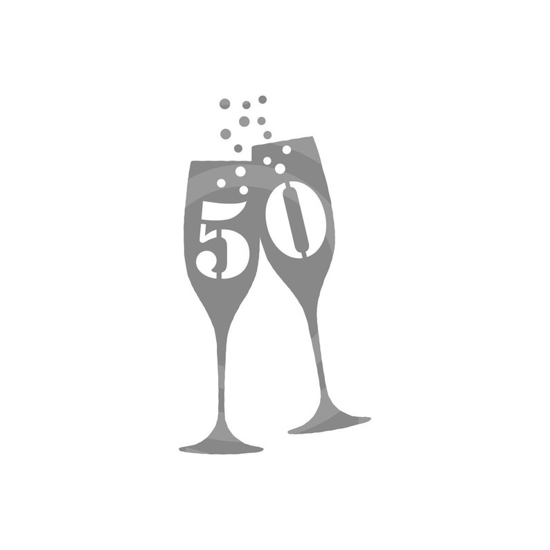 50th Birthday / Anniversary Champagne Flutes SVG Bubbly | Etsy