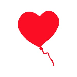 Red Love Heart Balloon Valentine SVG Love hart SVG Printable, cut bestand, voor Silhouet, Cricut, Design Space, Valentine's geschenken, t-shirts