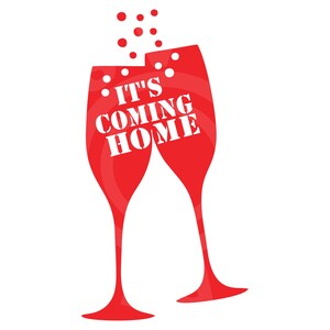 Está voltando para casa Inglaterra Três Leões Futebol Flautas de champanhe Reino Unido SVG Bubbly Prosecco Óculos Arquivo de corte para impressão