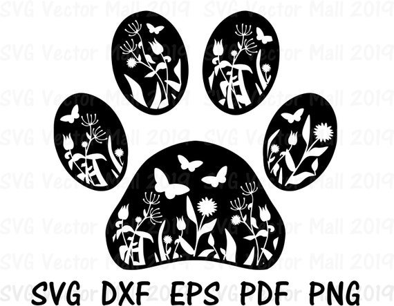 Download Wildflower Paw Dog Paw Svg Floral Svg Flower Paw Etsy