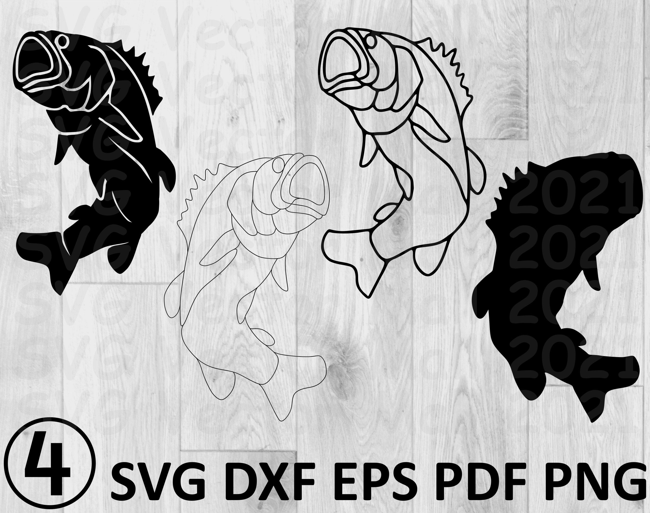 Download Fish Svg Bass Fish Bass Svg Black Bass Outline Clipart Etsy