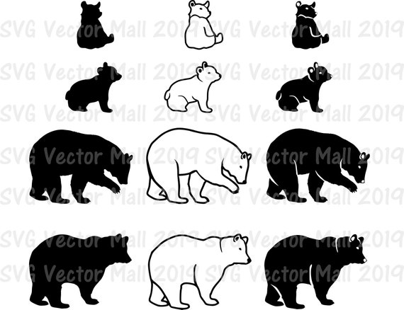 Bear Svg Bear Cub Svg Clip Art Baby Bear Clipart Bear Etsy