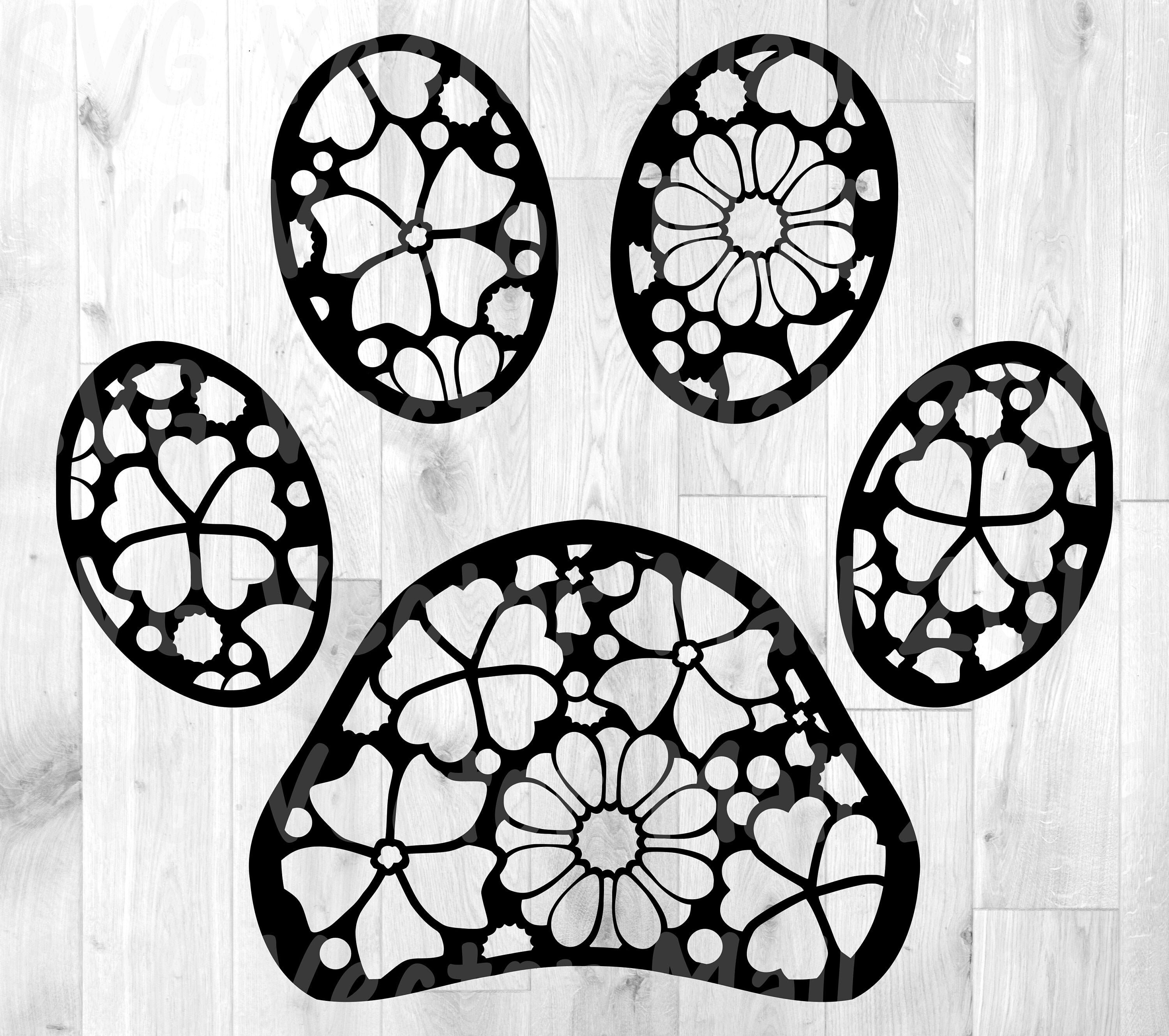 Flower Paw Flower Svg Dog Paw Svg Floral Clipart Paw Etsy