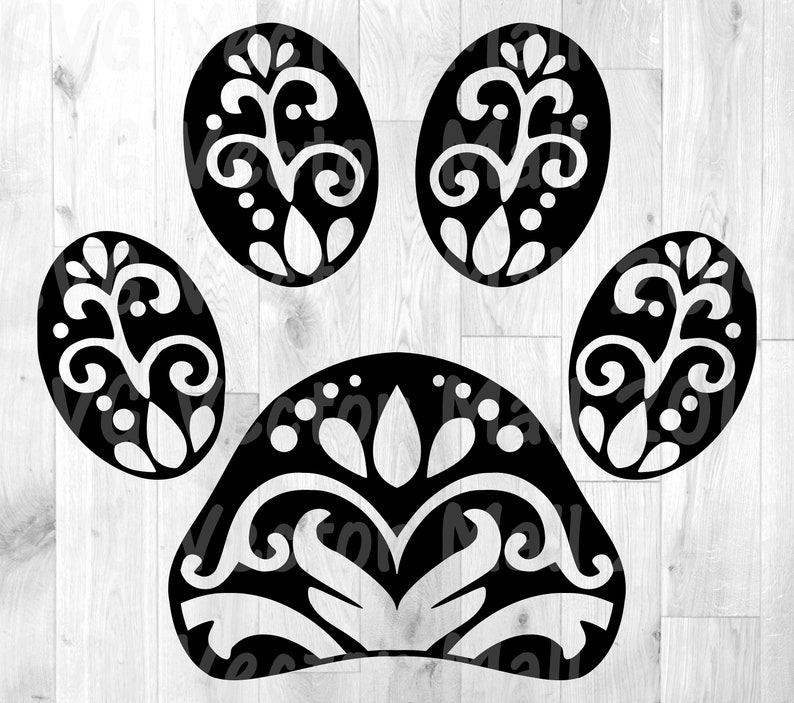 Download Folk Art paw Scandi Floral paw print Dog paw svg floral | Etsy