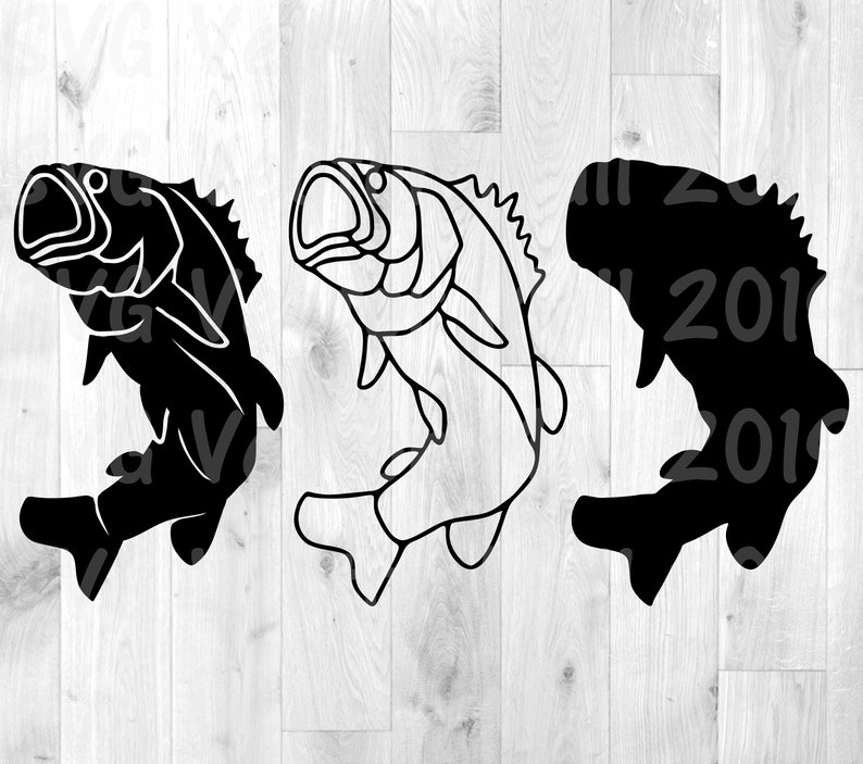 Download Fish SVG Bass Fish bass svg black bass outline clipart | Etsy