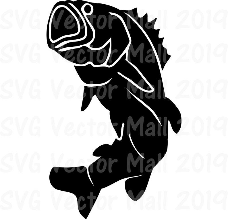 Download Bass Fish Clipart Vector Black Bass Bass Fish Large Mouth Bass Svg Fish Svg Outline Silhouette Paper Party Kids Craft Supplies Tools Sultraline Id