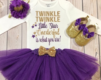 Twinkle twinkle little star 1st birthday, Onederful outfit girl, twinkle twinkle little star, 1st birthday girl, purple tutu, little star