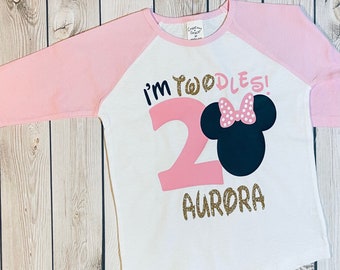 Camiseta de Minnie Mouse para el segundo cumpleaños: Fiesta Pink Twodles