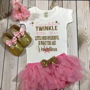 First birthday twinkle twinkle little star outfit girl, 1st birthday outfit twinkle twinkle little star outfit, miss onederful shirt