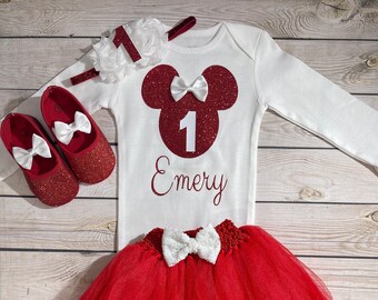 Personalized Red and Black Minnie Mouse First Birthday Outfit Black and Red Minnie  Birthday Outfit Customized 1st Birthday Minnie Tutu Red - Etsy