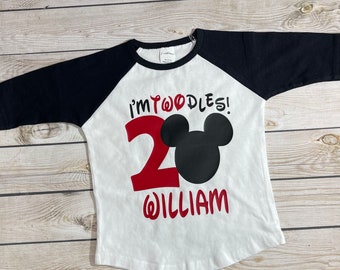 I'm Twodles-verjaardagsshirt: Mickey Mouse 2e verjaardagsfeestje