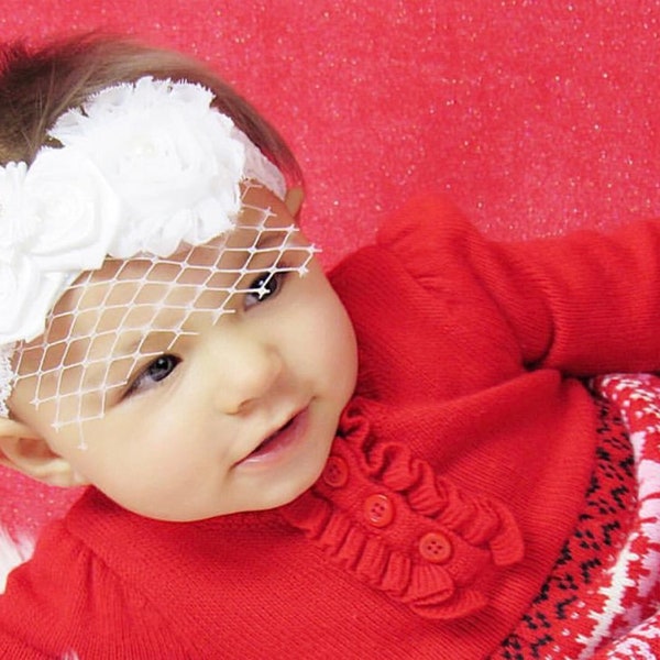Baptism Headband Christening| baby girl christening birdcage headband| girl birdcage headband| flower white headband| baptism girl