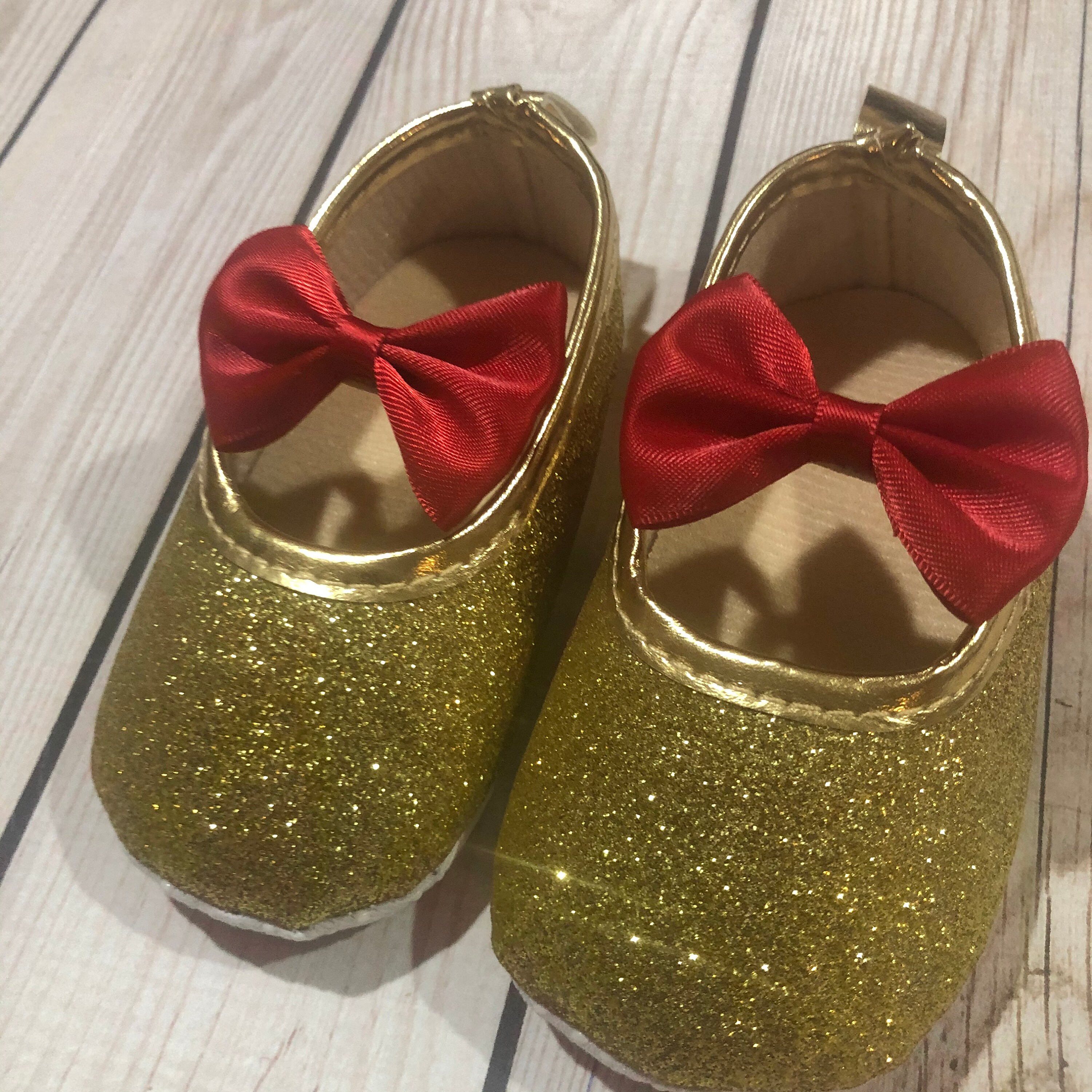 red sparkle baby shoes
