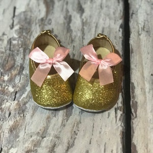 Gold Glitter Baby Shoes: First Birthday Girl Shoes