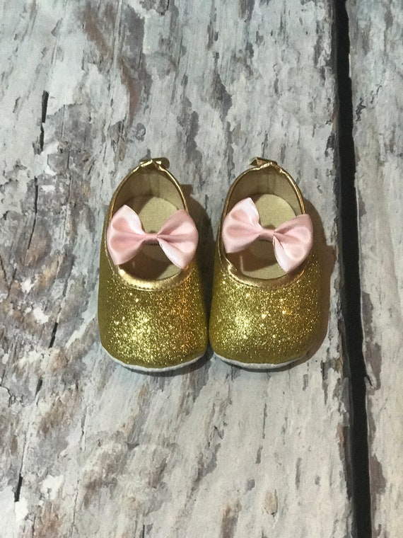 Little girl gold glitter cheap shoes