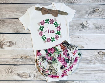 Neonata che torna a casa vestito ragazza, regalo doccia neonato, vestito bambina, vestito floreale personalizzato neonato, vestito bambina floreale
