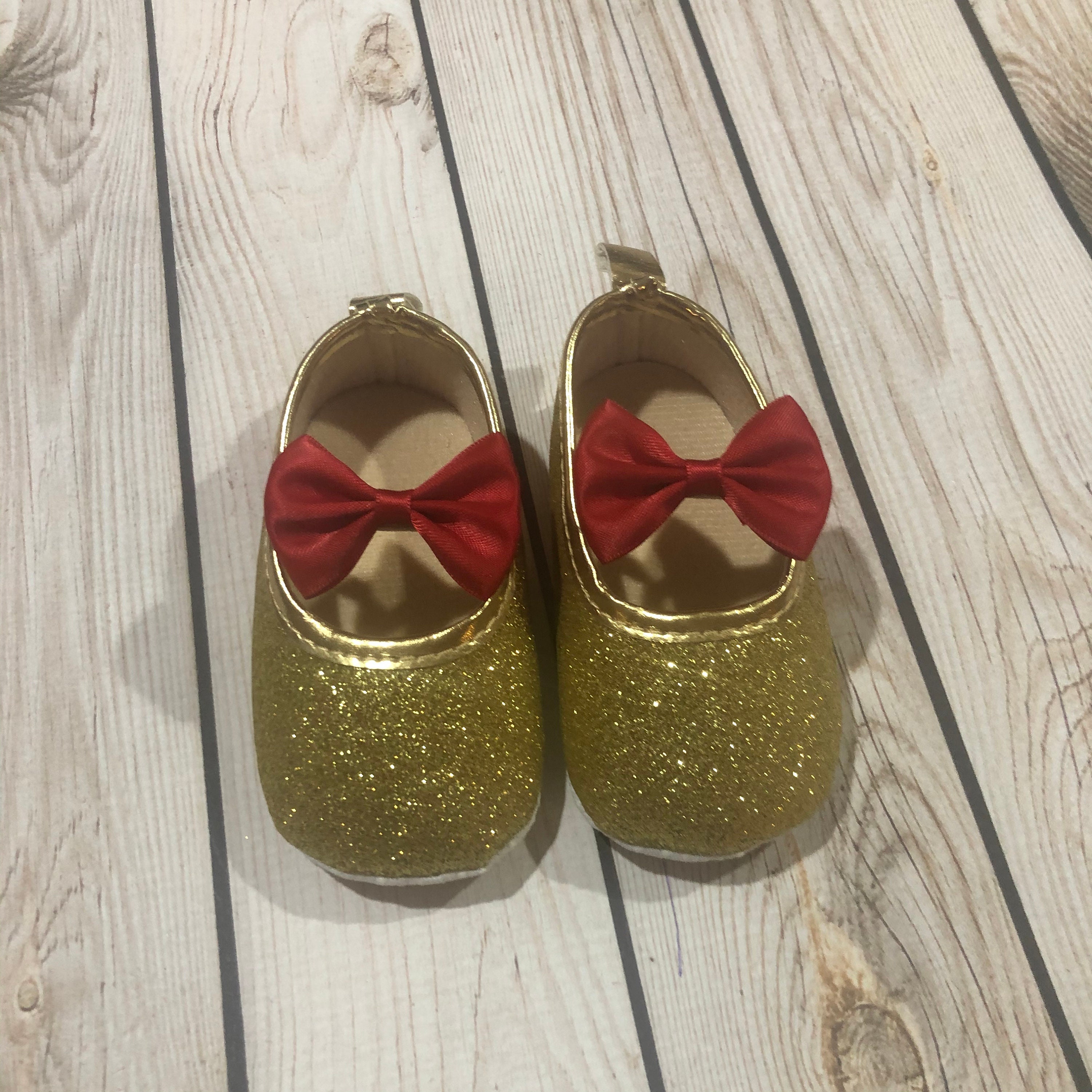 red sparkle baby shoes