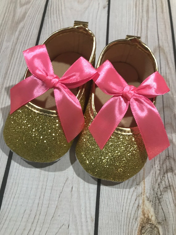 gold glitter baby shoes