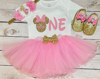 Tenue 1er anniversaire de Minnie Mouse | Minnie Mouse, fille d'anniversaire | tenue premier anniversaire | Mickey mouse 1er anniversaire fille | petite fille Minnie Mouse