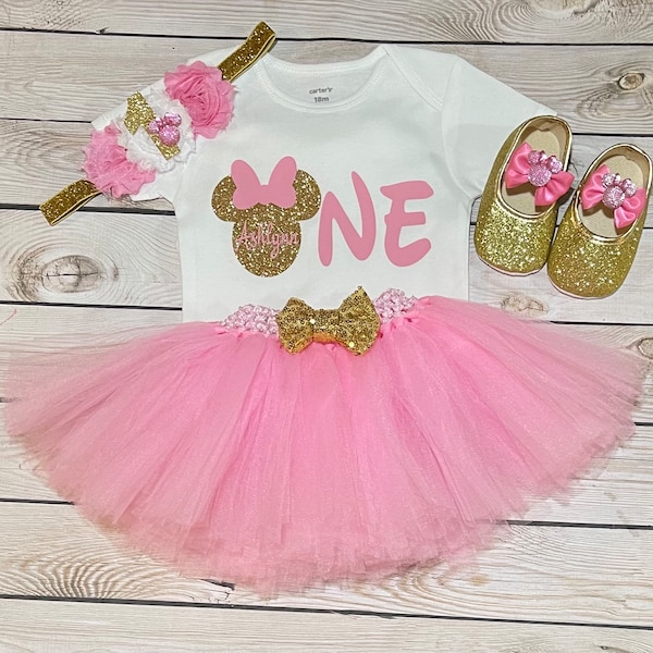 Tenue 1er anniversaire de Minnie Mouse | Minnie Mouse, fille d'anniversaire | tenue premier anniversaire | Mickey mouse 1er anniversaire fille | petite fille Minnie Mouse