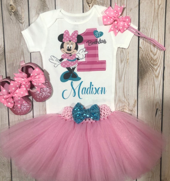 Minnie Mouse 1st Birthday Outfit First Birthday Minnie Mouse Outfit Girl  Minnie Mouse Outfit 1st Birthday Mickey Mouse Minnie Shirt 