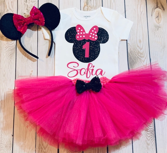 Minnie Mouse 1 compleanno vestito ragazza, primo compleanno Minnie Mouse  vestito, camicia Minnie Mouse, vestito di compleanno ragazza, vestito di  Topolino -  Italia