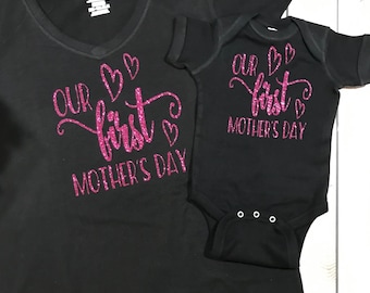 Passendes 1. Muttertagsshirt Set: Mami & Baby
